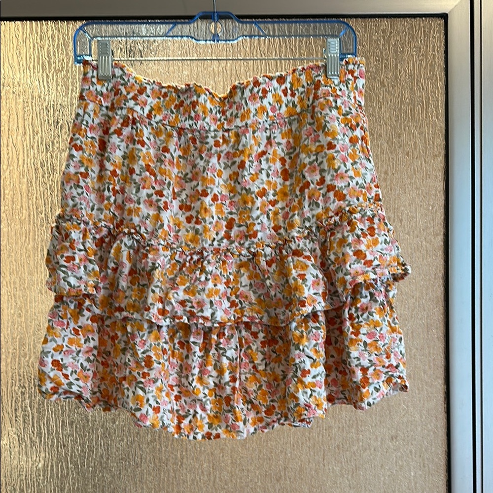 Floral Ruffle Mini Skirt